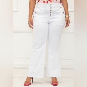 ELOQUII Elements White Flare Leg Button Up Jeans